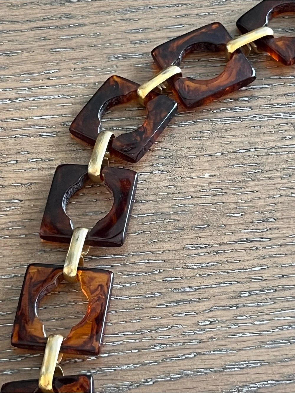 Yves Saint Laurent Tortoiseshell-Link Belt with Gold Hardware